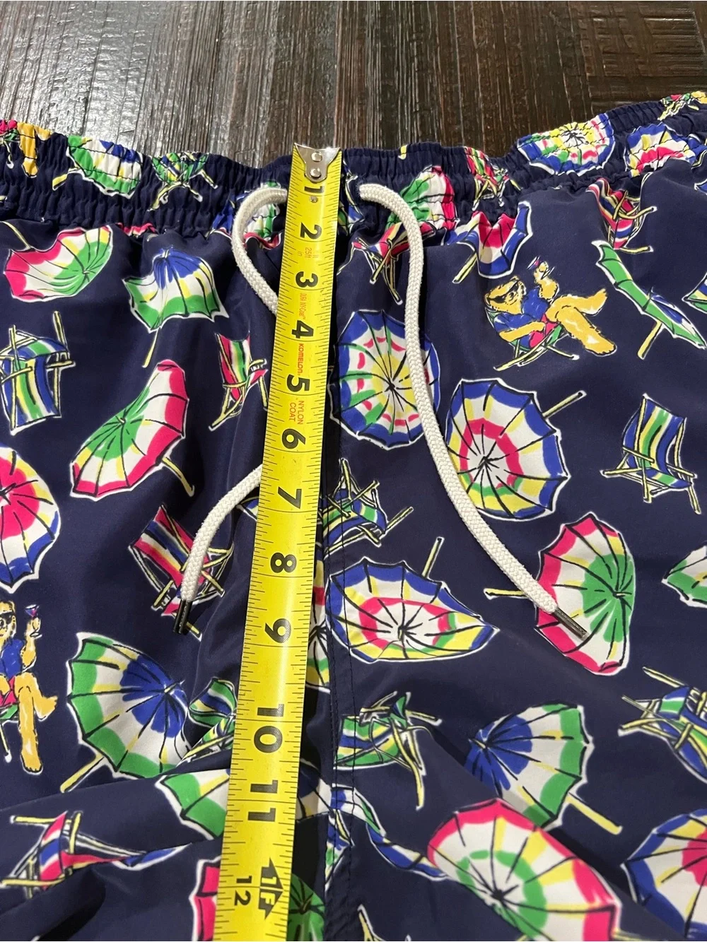 Polo Ralph Lauren Mens L Swim Trunks Polo Bear Beach Umbrella Navy Shorts